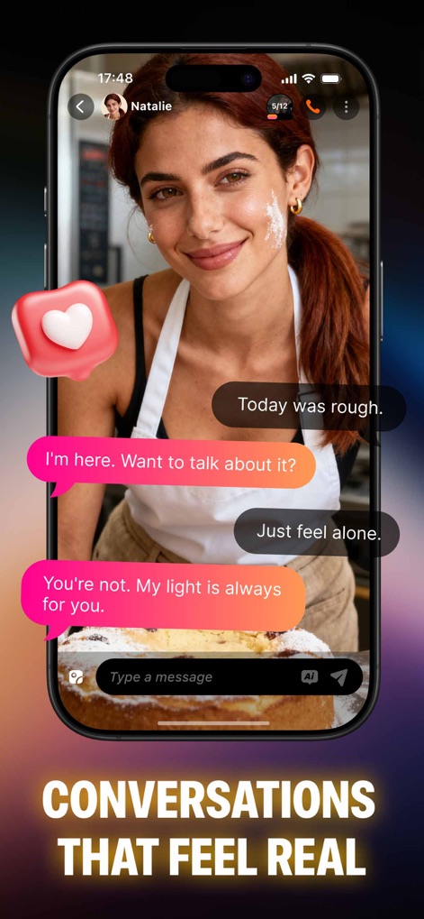 Roleplay Chat AI, Fantasy: Cha - Esta herramienta destaca por su interfaz de chat dinámica, donde los usuarios pueden interactuar mediante un diálogo con burbujas de conversación que simulan interacciones humanas, complementado con un campo de entrada para escribir mensajes.