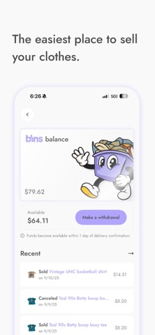 Bins | Shop, Sell, Share iPhone screenshot