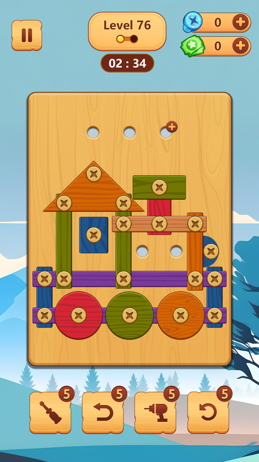 #8. Wood Block Puzzle: Screw Bolts (iOS) By: 成都琥珀川科技有限公司