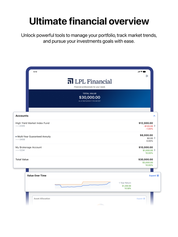 LPL Account View iPad screenshot 5 - Finance app