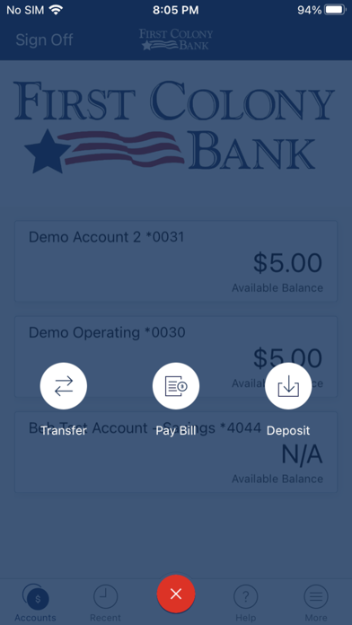 First Colony Bank Business Screenshot