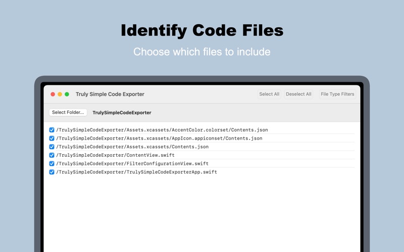 Truly Simple Code Exporter app screenshot