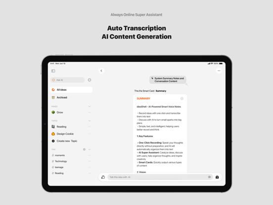 ideaShell: AI Voice Notes iPad screenshot 4 - Lifestyle app