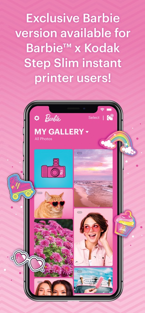 KODAK STEP Prints - This special edition of the app delights users with its vibrant pink interface and playful sticker overlays, perfect for a personalized gallery experience.