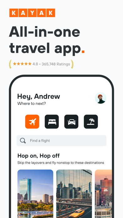 KAYAK: Flights, Hotels & Cars app screenshot