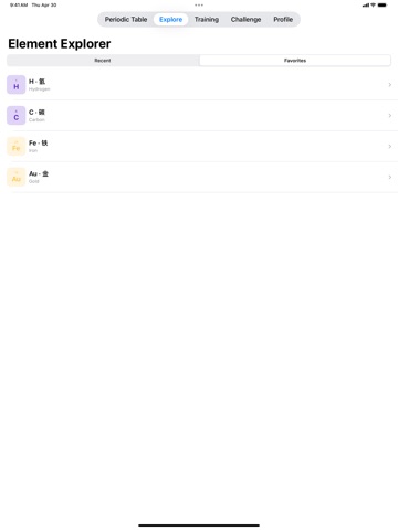 Periodic table tool iPad screenshot