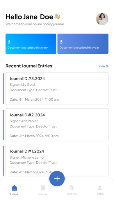 Notary Journal Screenshot