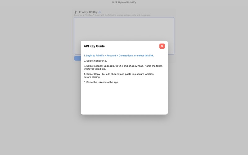 Bulk Upload Printify screenshot