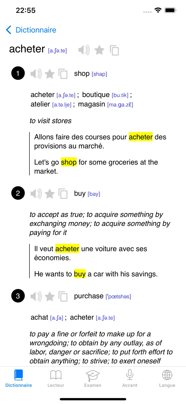 Screenshot #2 pour Français: dictionnaire examens