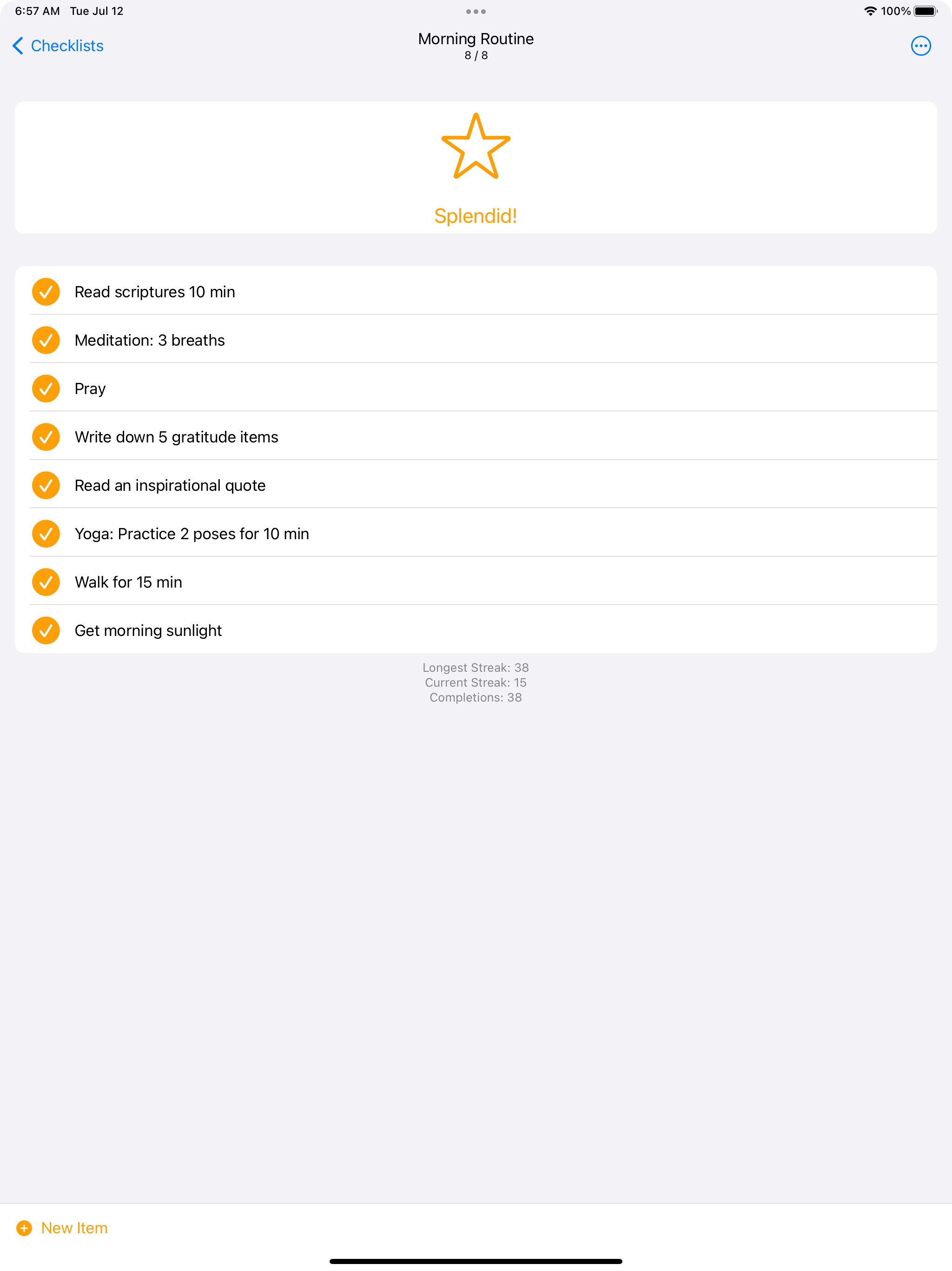 Checklist Tracker: Routine Fox
