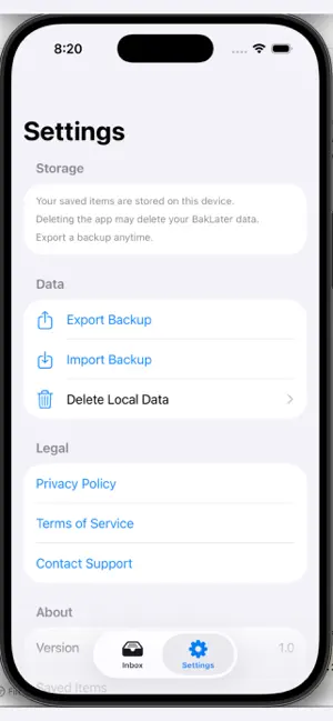 BakLater screenshot 1