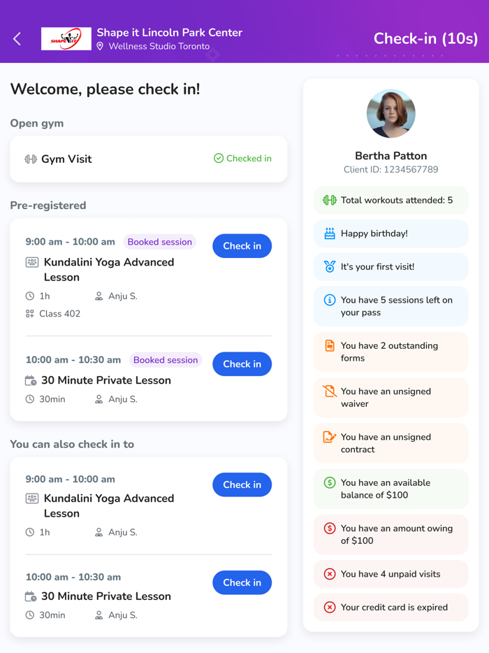 WellnessLiving Check-In