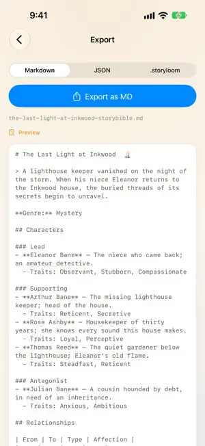 StoryLoom: Novel Story Bible screenshot 4