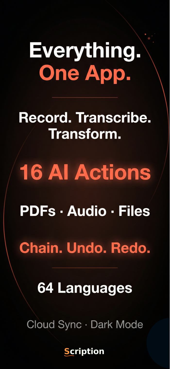 Scription - AI Note Taker - Scription是智能AI笔记应用，适用于会议、讲座、面试