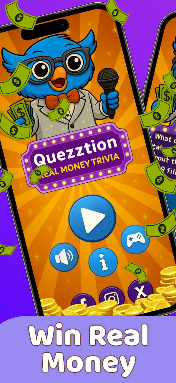 Screenshot #1 pour Quezztion: Real Money Trivia