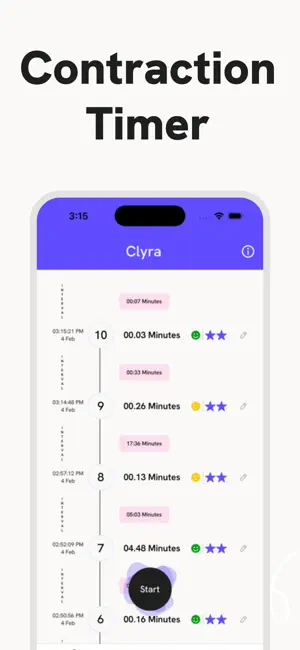 Contraction Timer · Tracker screenshot 2