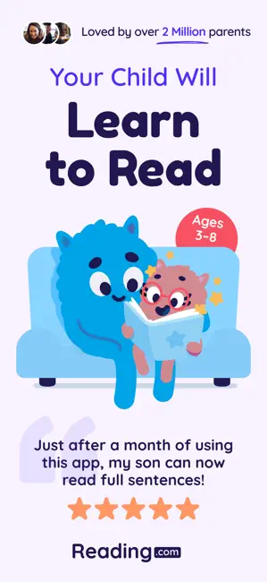 Reading.com: Phonics for Kids iPhone screenshot 1