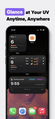 Bask: UV Index, SPF & Tanning iPhone screenshot