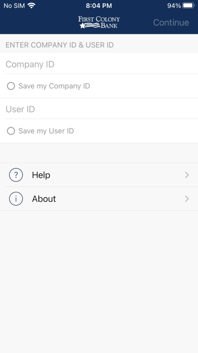 First Colony Bank Business Screenshot