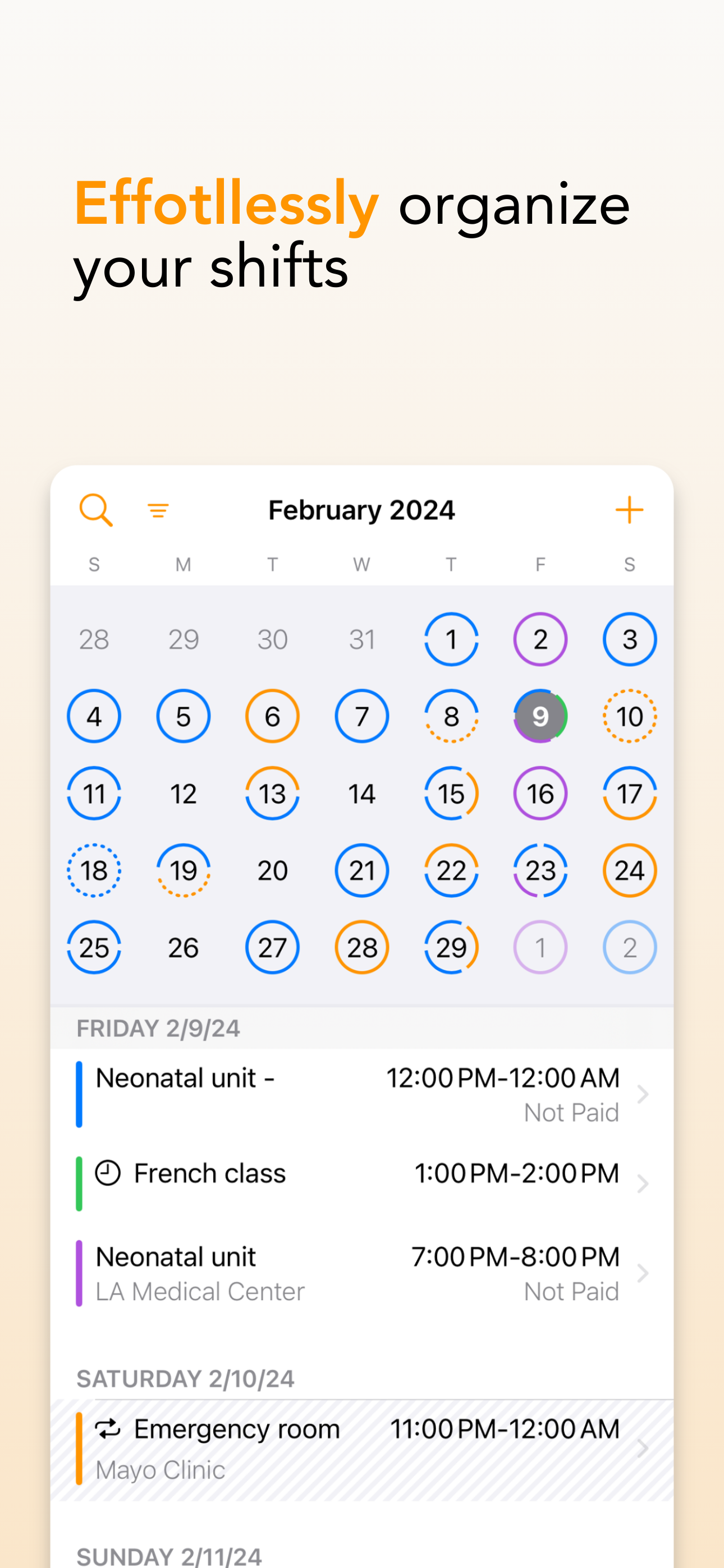 Shift Calendar Planner
