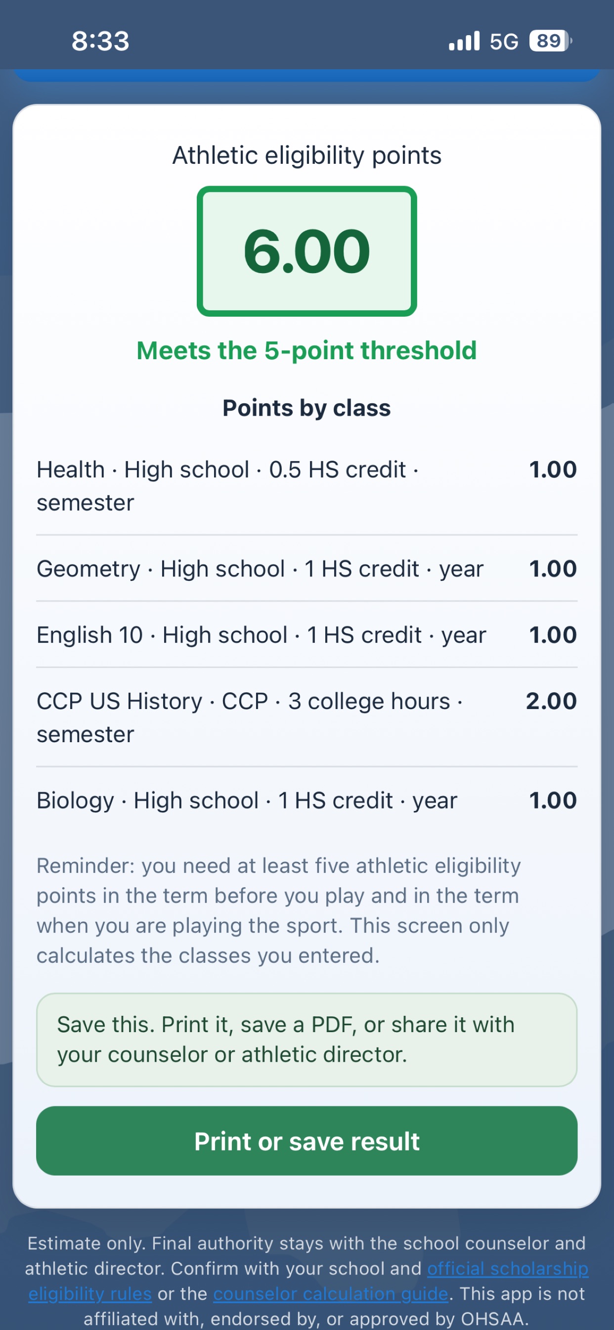 Screenshot 3 of Ohio Athletic Eligibility
