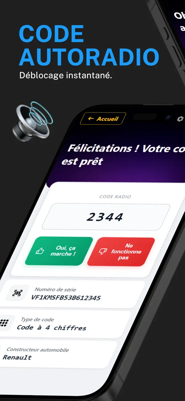 Screenshot #1 pour Récupérer Code Autoradio