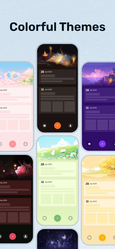 My Diary - Journal with Lock - Discover a diverse collection of colorful themes and illustrated backgrounds, allowing users to personalize their journaling experience to match their unique style and mood.