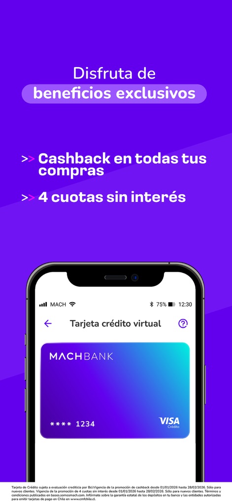MACHBANK: Banca Digital - The app presents a range of exclusive financial perks, including attractive cashback on all purchases and convenient interest-free installment options.