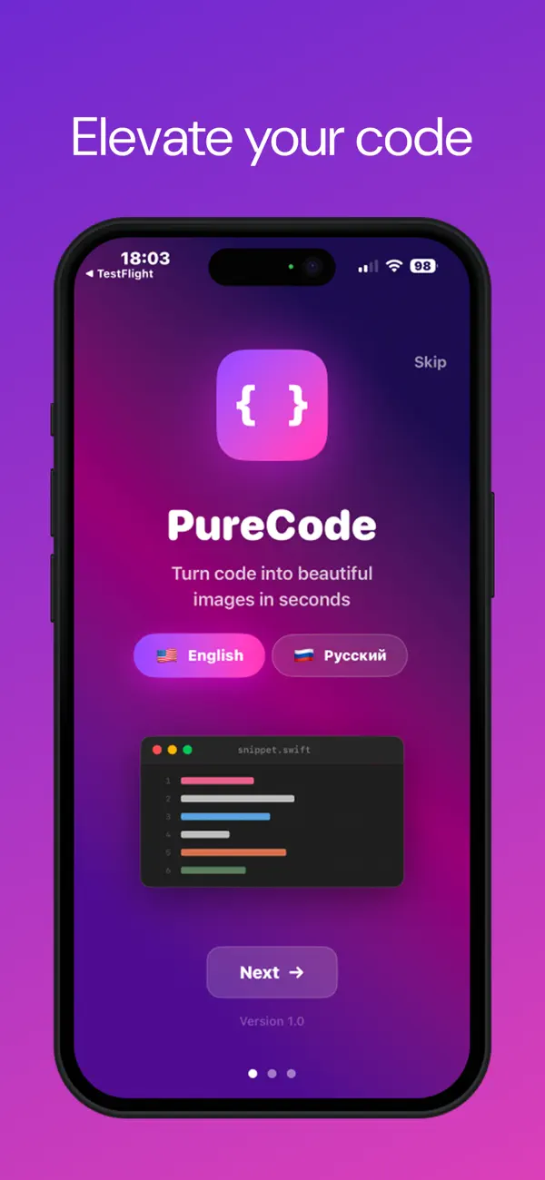 #1. PureCode (iOS) By: Arseny Kostyuk