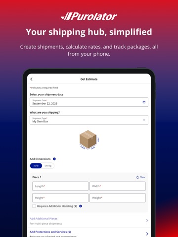 Purolator iPad screenshot 1