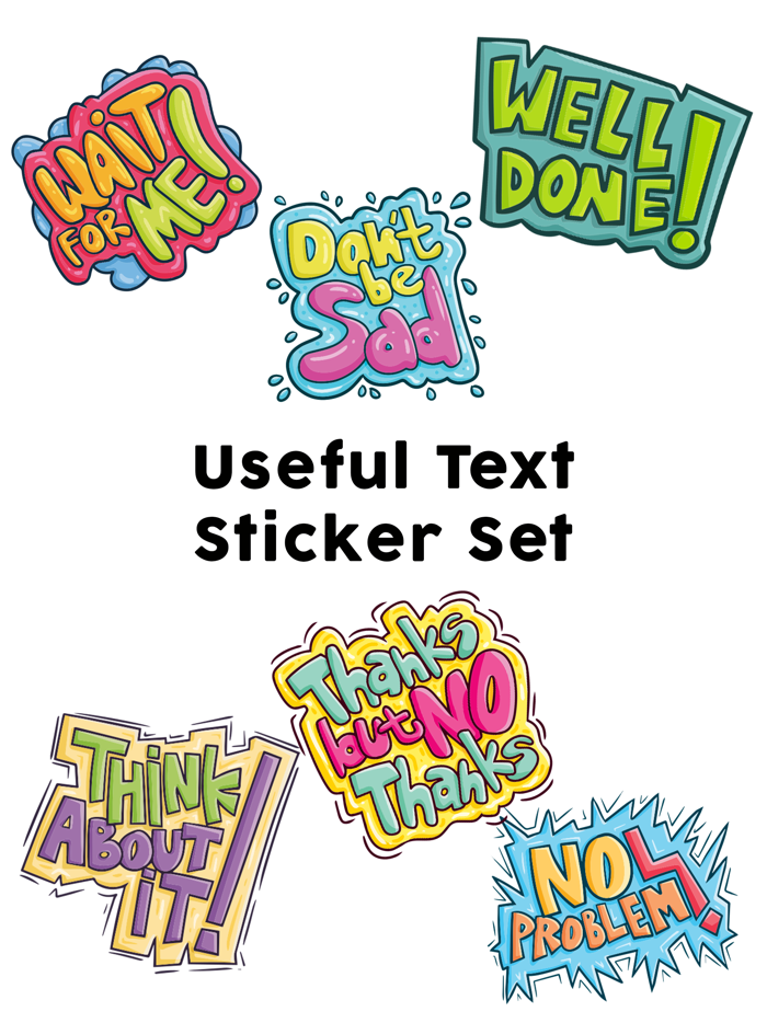 Useful Text Stickers Set