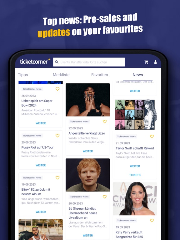 Ticketcorner - Event Tickets iPad screenshot 8 - Entertainment app
