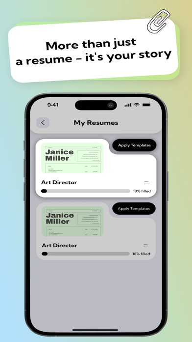 Resume Builder: Job Template Screenshot