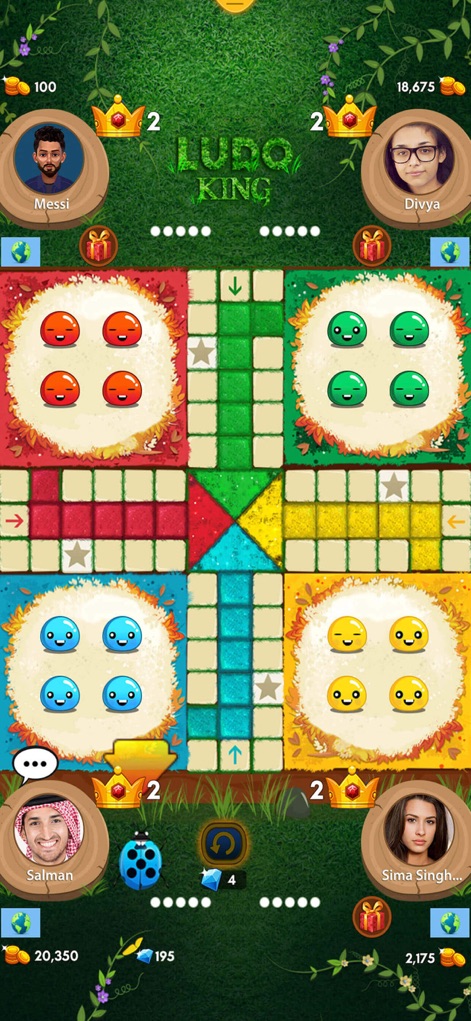 Ludo King - The game introduces a visually appealing nature-themed board, featuring lush foliage and charming 'slime' tokens for a fresh aesthetic.
