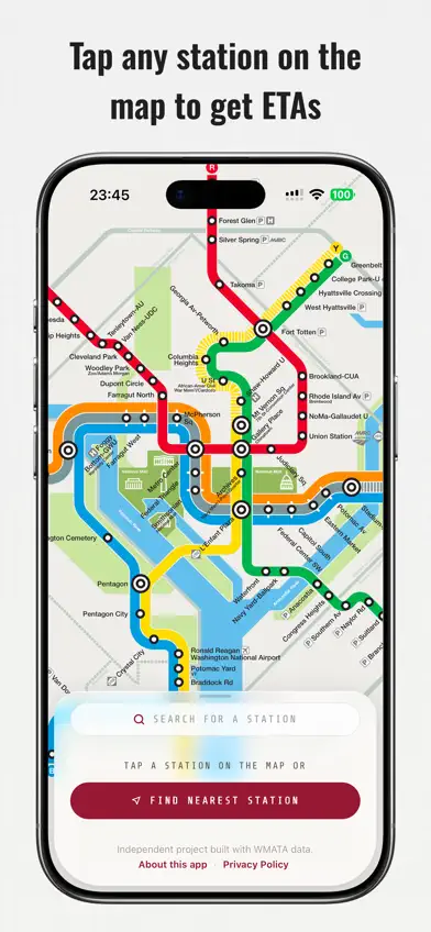 DC Metro ETA screenshot 2