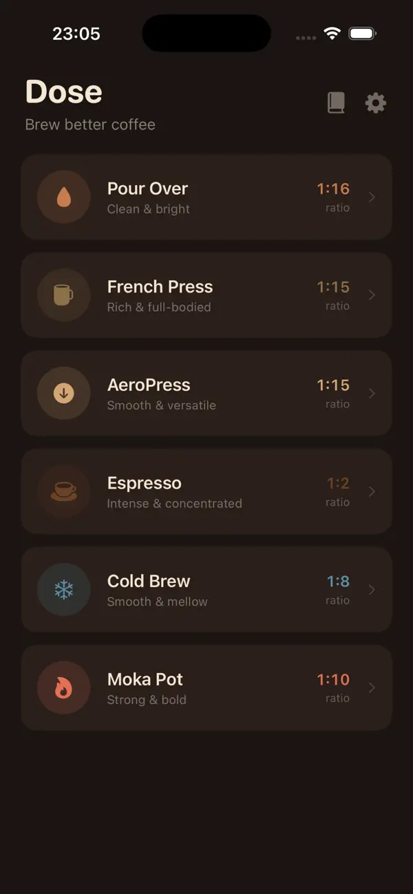 Screenshot #1 pour Dose — Coffee Calculator