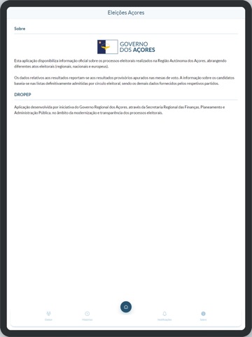 Eleições Açores iPad screenshot