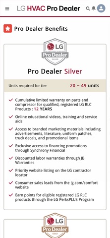 LG HVAC Pro Dealer iPhone screenshot