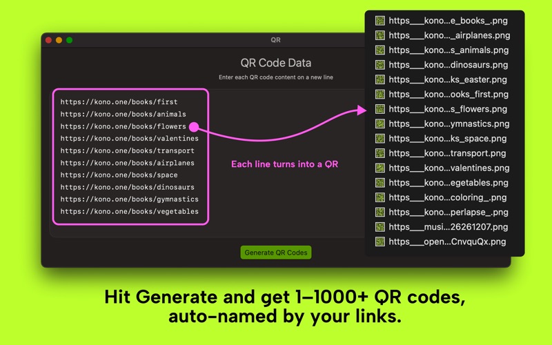 Batch QR Code Generator app screenshot