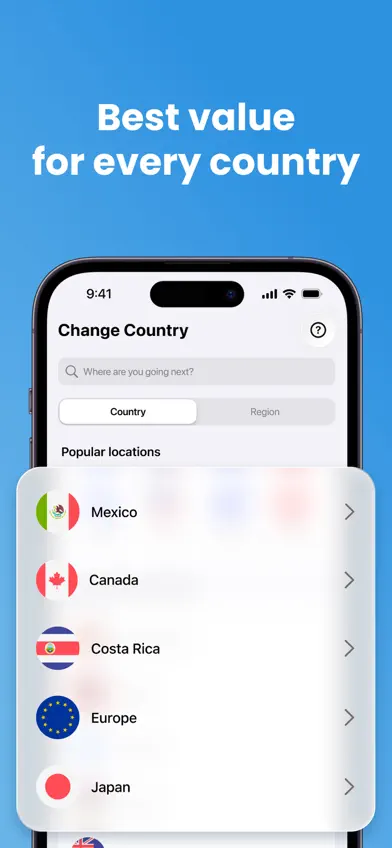 eSim Travel Virtual Mobile App screenshot 2