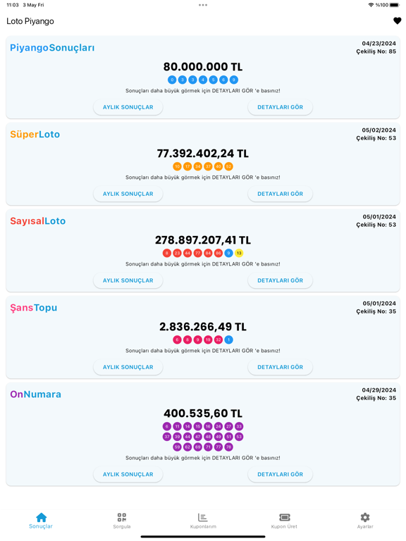 Screenshot #4 pour Loto Piyango Sonuçlar, Karekod