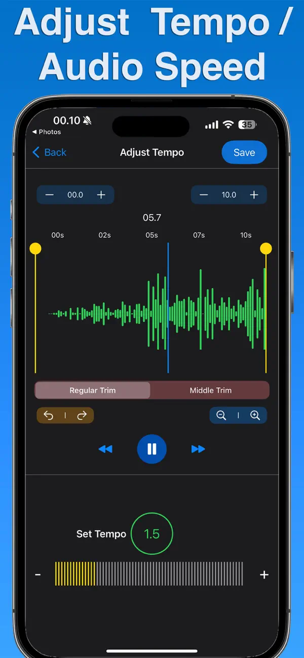 Screenshot #1 pour Changeur de vitesse de musique