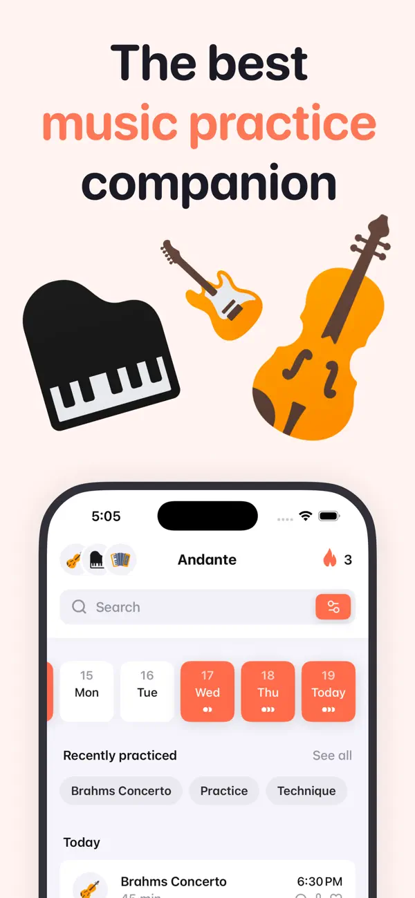 #1. Andante Music Practice Journal (iOS) 由: Miles Vinson