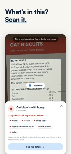 Fodmind: IBS & FODMAP Scanner screenshot 1