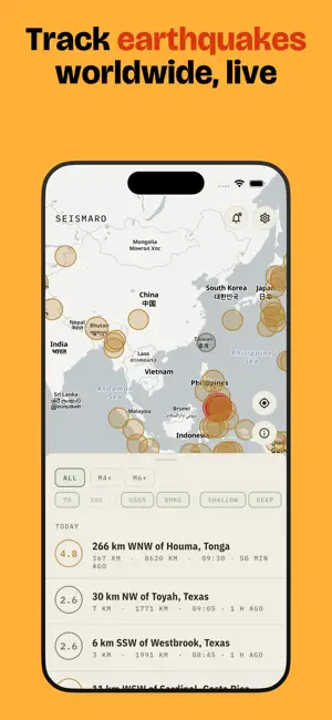 Earthquake Alerts: Seismaro screenshot 1