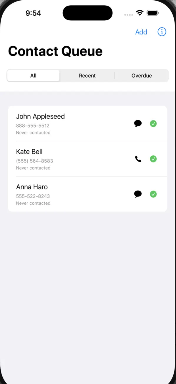 #1. Contact Queue (iOS) Bởi: Neville Forsythe