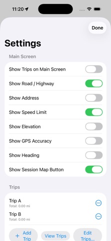 GPSSpeedTrack iPhone screenshot