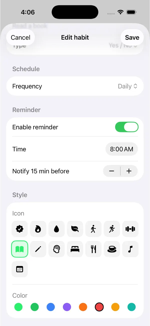 Screenshot #1 pour My Habits Tracker Route Time