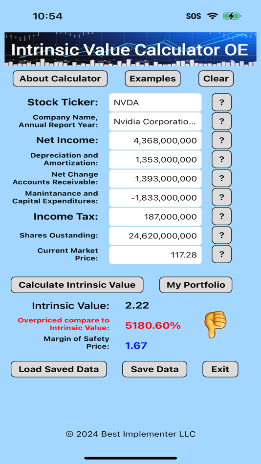 #1. Intrinsic Value Calculator OE (iOS) Podle: Best Implementer LLC