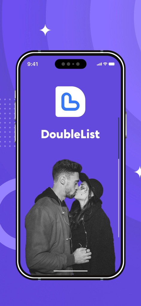 DoubleList - Casual Encounters - The app’s splash screen welcomes users with its distinct logo and a visual hint at the connections available.